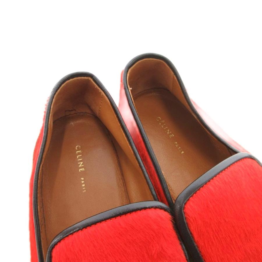 CELINE（セリーヌ） ハラコ ウッドソールスリッポン シューズ 37.5 赤 