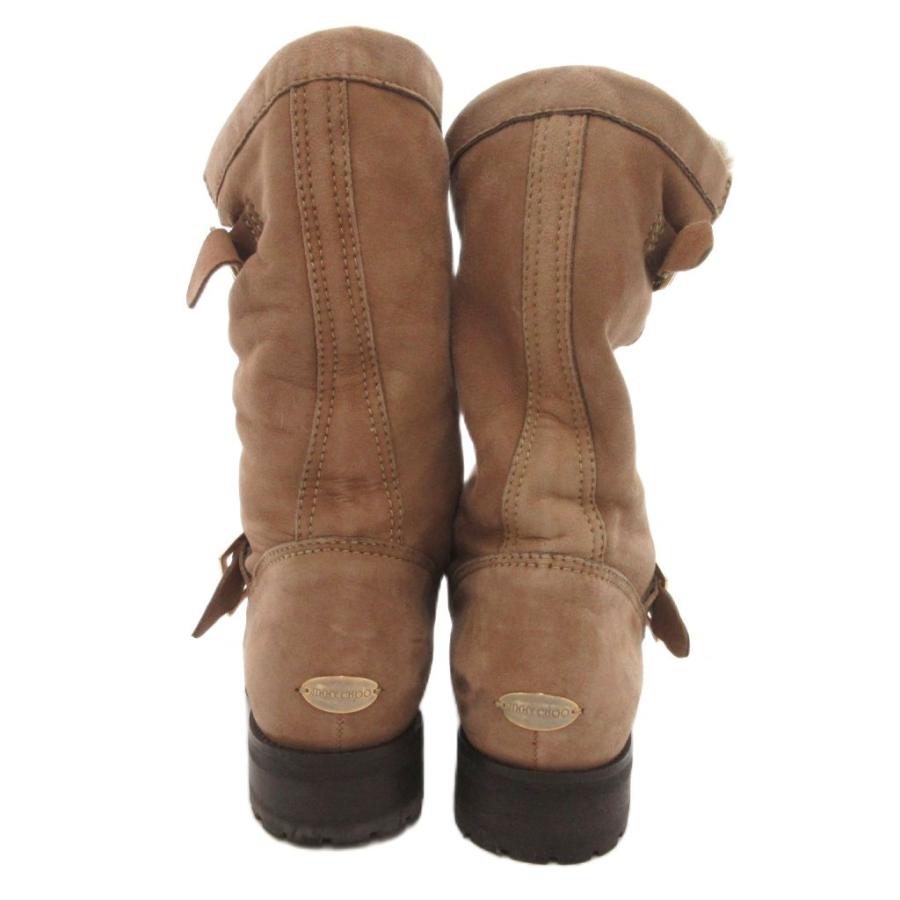 ジミーチュウ JIMMY CHOO エンジニアブーツ 毛皮 レザー スエード 37