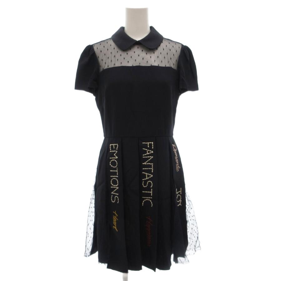 新品　RED VALENTINO カットワークレース ワンピース ブラック 半袖 レッド ヴァレンティノ RED VALENTINO 襟付きワンピース ドレス 38