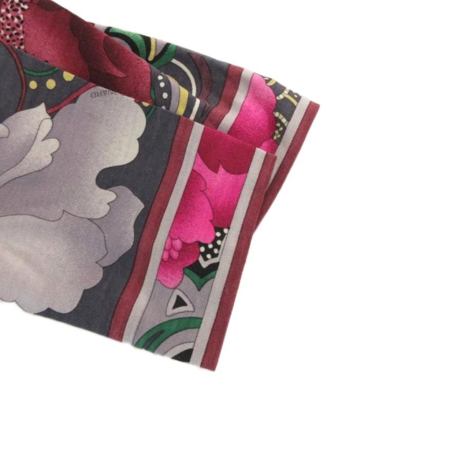 【中古】レオナール LEONARD カットソー シルク混 長袖 38 グレー 花柄 ボタニカル柄 ペイズリー柄 総柄 /FF ■GY62 LEONARD（レオナール） カットソー シルク混 長袖 38 グレー 花柄