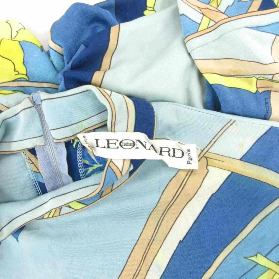 LEONARD（レオナール） ワンピース 絹 シルク 1 青 ブルー 花がら