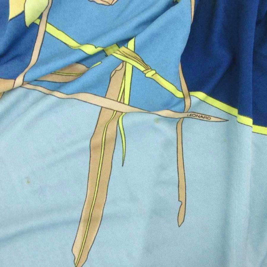 LEONARD（レオナール） ワンピース 絹 シルク 1 青 ブルー 花がら