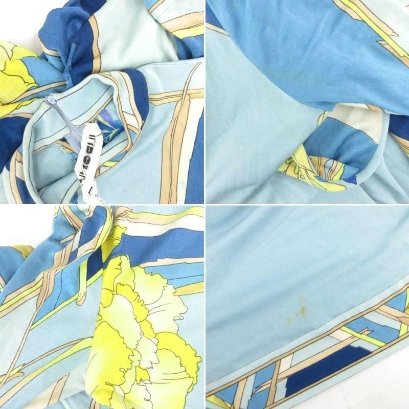 LEONARD（レオナール） ワンピース 絹 シルク 1 青 ブルー 花がら