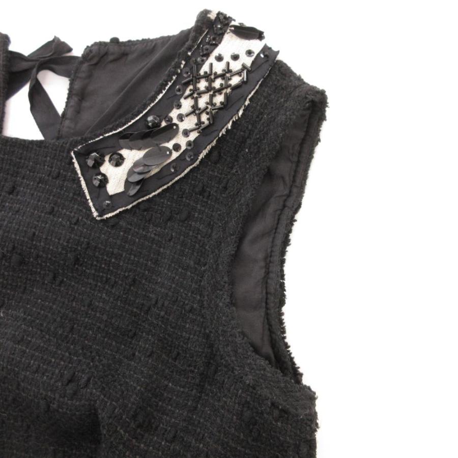 PRADA（プラダ） ツイードワンピース ノースリーブ ビジュー リネン混