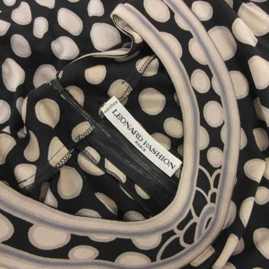 LEONARD（レオナール） ワンピース 絹 シルク ベージュ 黒 ブラック