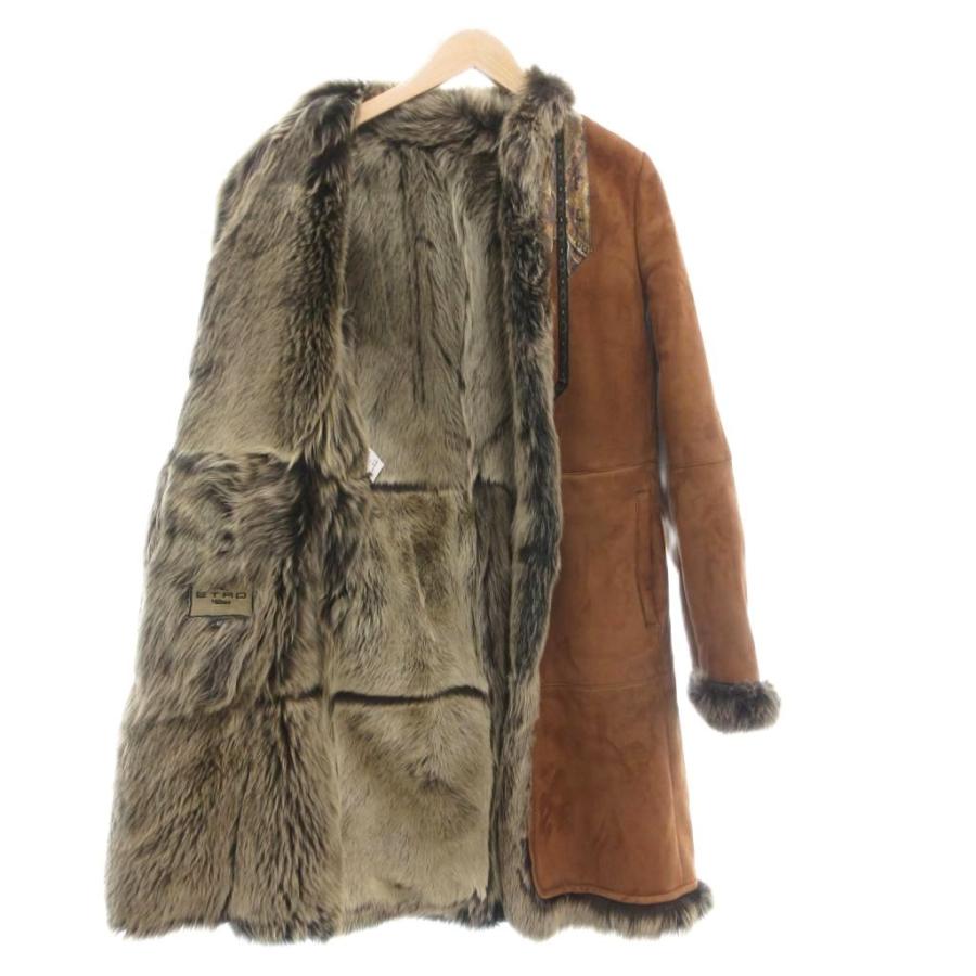 ETRO（エトロ） ラムレザーコート 42 リアルファー 毛皮 ペイズリー柄 