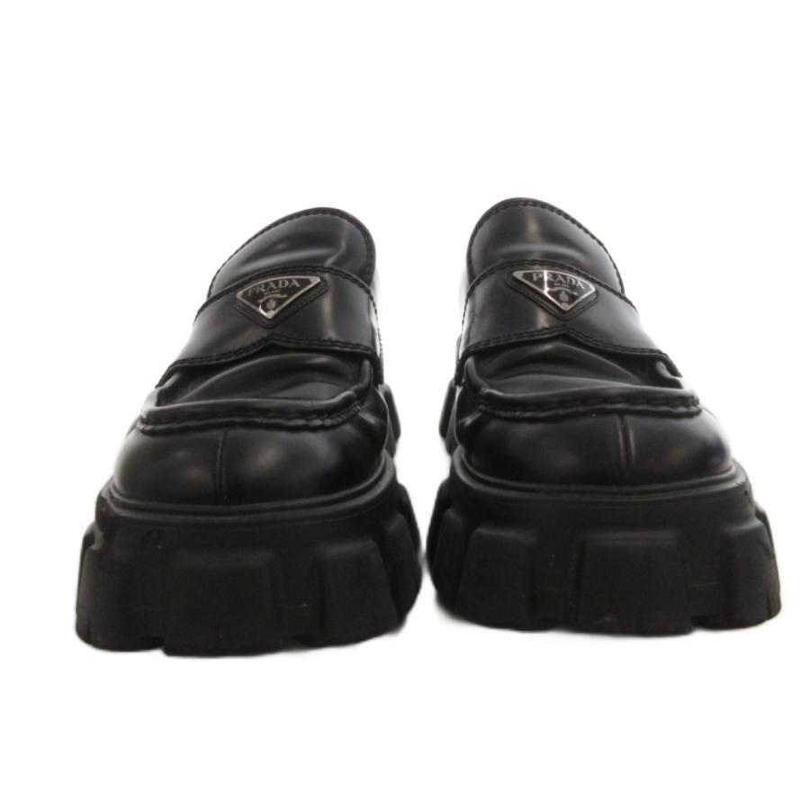 PRADA モノリス ローファー 7½ PRADA（プラダ） モノリス ローファー 厚底 シューズ レザー 三角