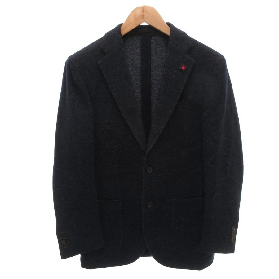 LARDINI テーラードジャケット ウールリネン ネイビー 紺ブレ 50