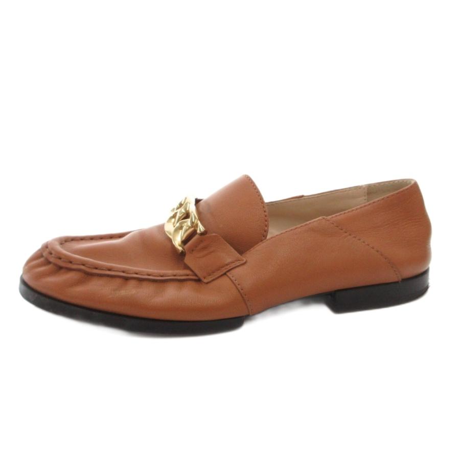 TOD'S ブラウンレザー ローファー 36.5 トッズ TOD'S フラットシューズ ローファー ゴールド金具 レザー 35 茶