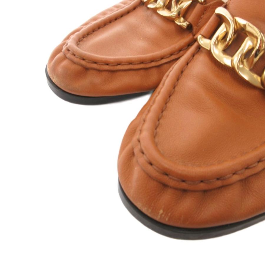 トッズ TOD'S フラットシューズ ローファー ゴールド金具 レザー 35 茶