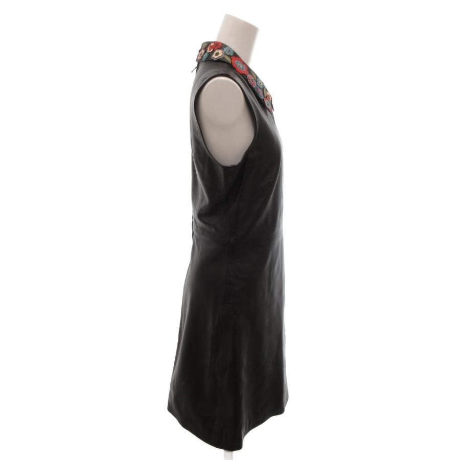 レッド ヴァレンティノ RED VALENTINO レザーワンピース 襟フラワー 