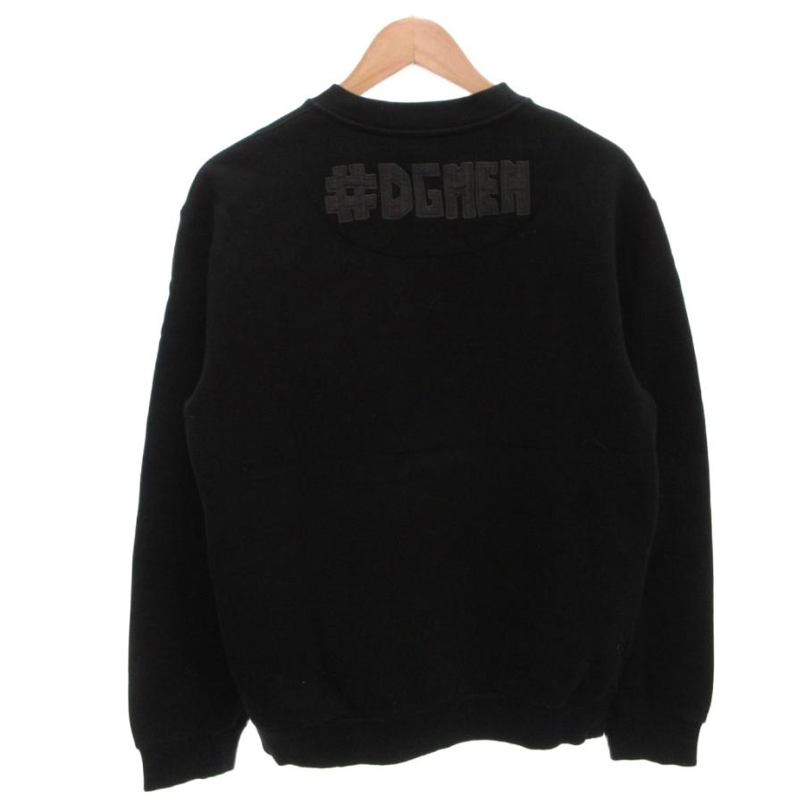 ドルチェ&ガッバーナ ドルガバ DOLCE&GABBANA スウェット トレーナー レザー ラムファー おじさん 長袖 46 黒 ブラック /FF ■GY62_1