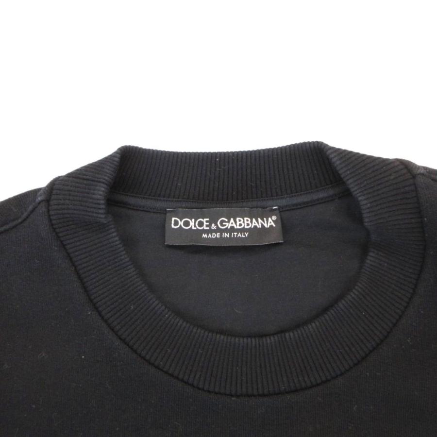 ドルチェ&ガッバーナ ドルガバ DOLCE&GABBANA スウェット トレーナー レザー ラムファー おじさん 長袖 46 黒 ブラック /FF ■GY62_4