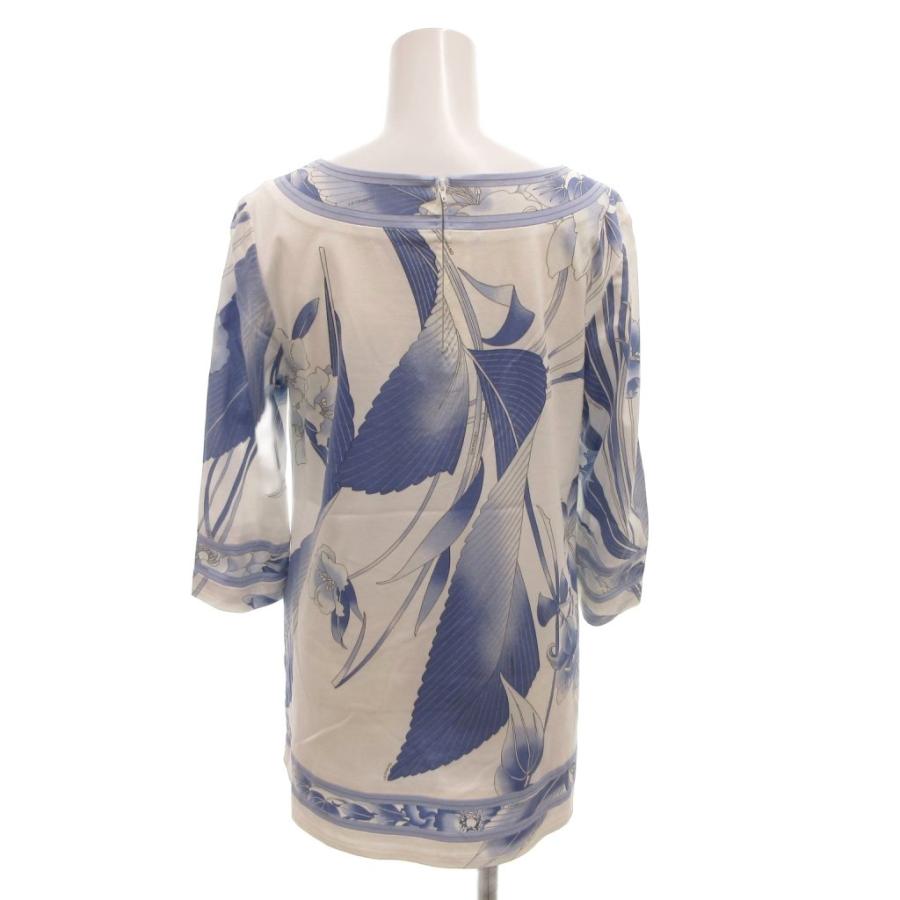 美品★LEONARD レオナール 7分袖チュニック 花柄 ネイビー 38 LEONARD（レオナール） LEONARD FASHION カットソー チュニック 花柄
