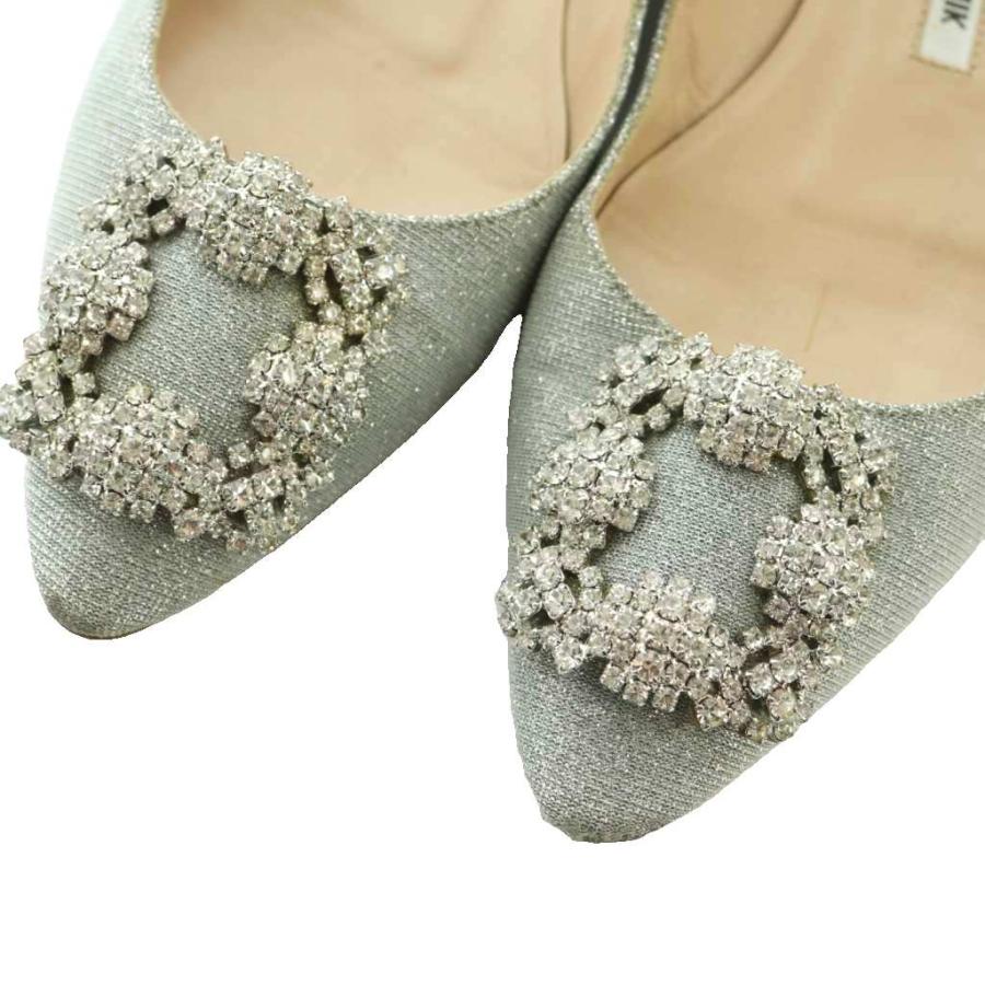 マノロブラニク MANOLO BLAHNIK パンプス ローヒール ビジュー装飾 ラメ 35.5 22.5cm グレー シルバーカラー /MI ■GY62 レディース_2