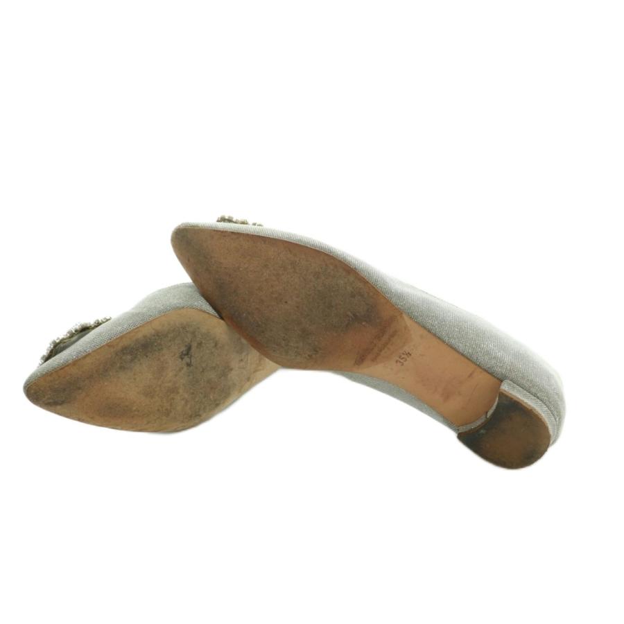 マノロブラニク MANOLO BLAHNIK パンプス ローヒール ビジュー装飾 ラメ 35.5 22.5cm グレー シルバーカラー /MI ■GY62 レディース_5