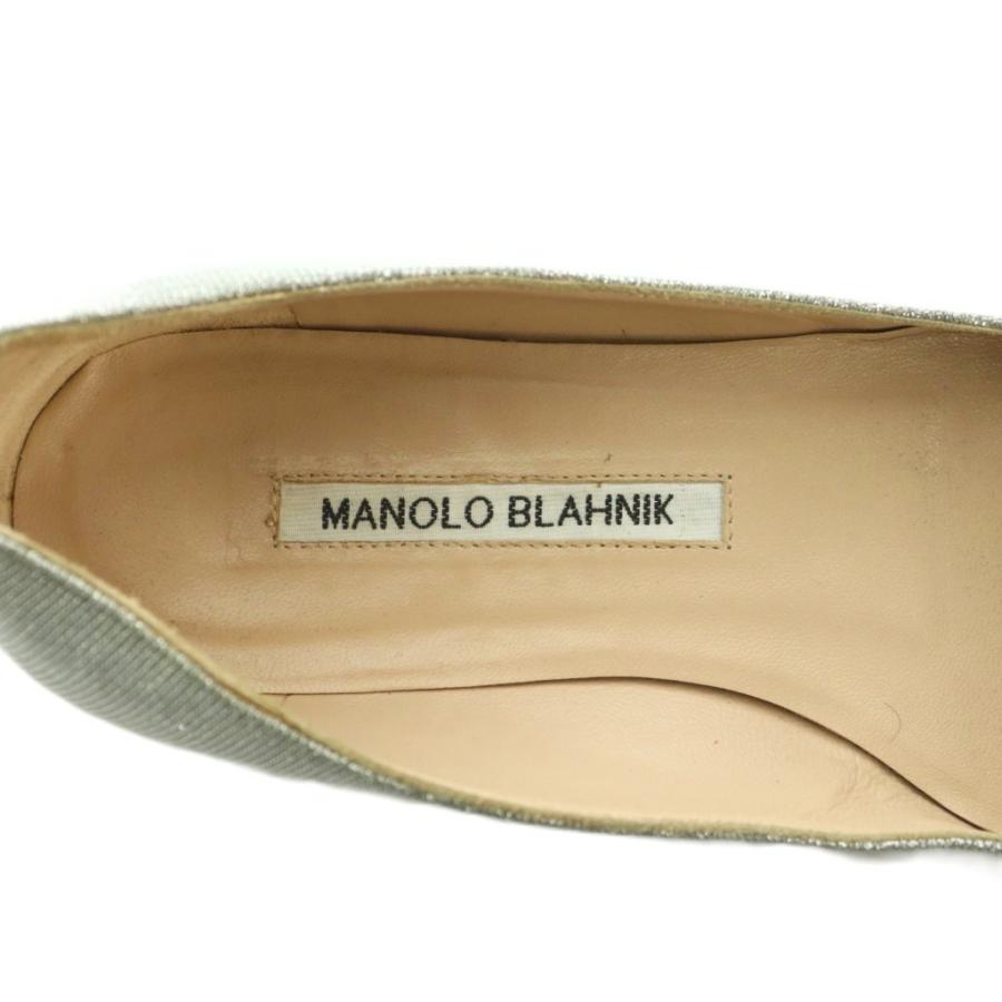 マノロブラニク MANOLO BLAHNIK パンプス ローヒール ビジュー装飾 ラメ 35.5 22.5cm グレー シルバーカラー /MI ■GY62 レディース_6