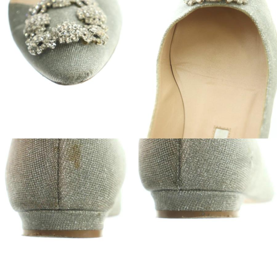 マノロブラニク MANOLO BLAHNIK パンプス ローヒール ビジュー装飾 ラメ 35.5 22.5cm グレー シルバーカラー /MI ■GY62 レディース_7