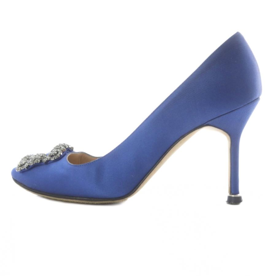 マノロブラニク MANOLO BLAHNIK ハンギシ サテン ビジュー パンプス 37