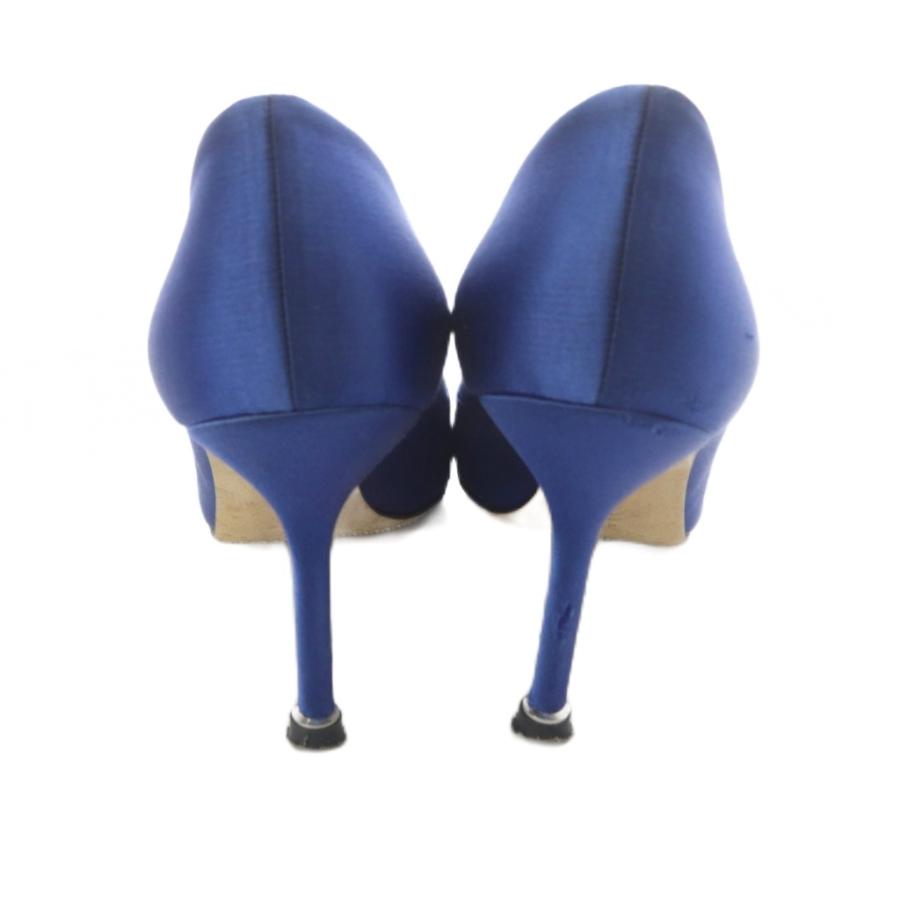 美品マノロブラニク　ハンギシ　サテンブルーsize36（23cm） マノロブラニク MANOLO BLAHNIK ハンギシ サテン ビジュー パンプス 37