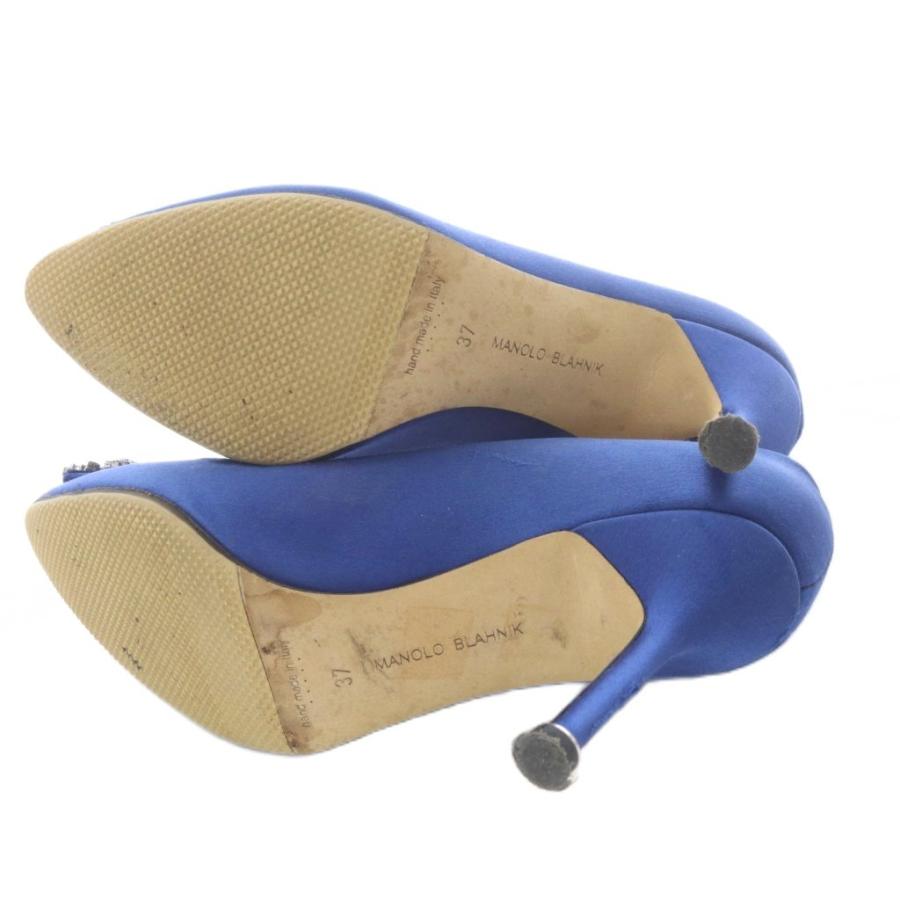 美品マノロブラニク　ハンギシ　サテンブルーsize36（23cm） マノロブラニク MANOLO BLAHNIK ハンギシ サテン ビジュー パンプス 37