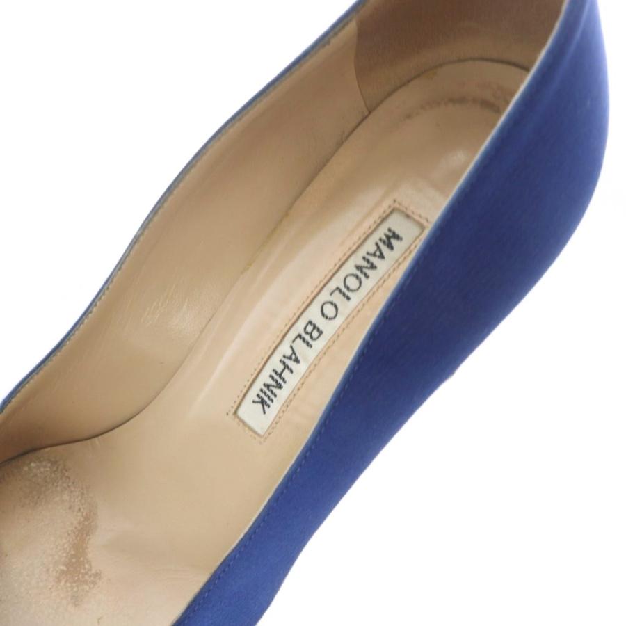 マノロブラニク MANOLO BLAHNIK ハンギシ サテン ビジュー パンプス 37