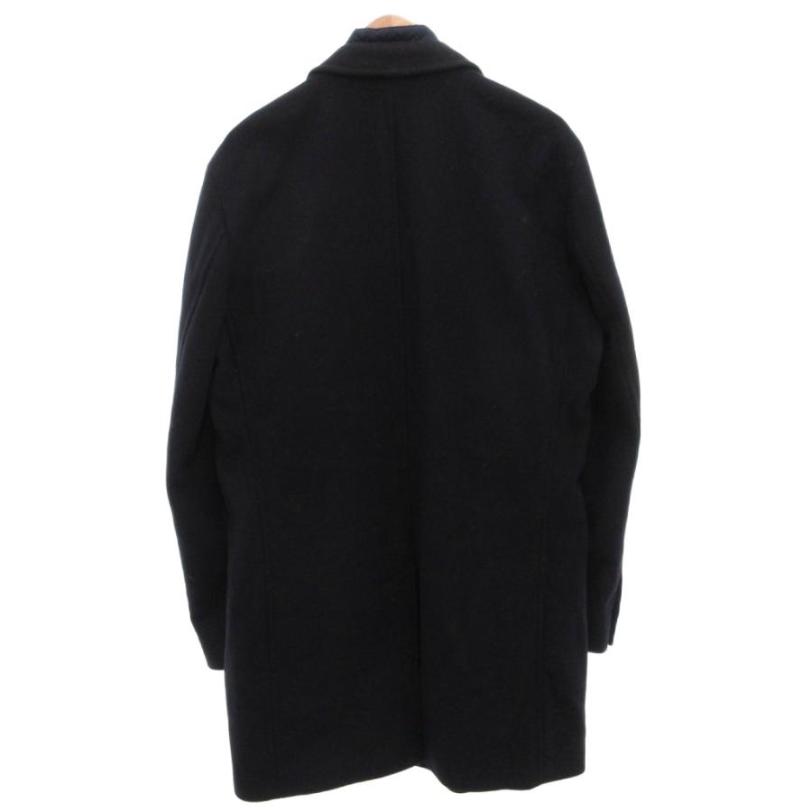 ヒューゴボス HUGO BOSS チェスターコート ライナー スタンドカラー キルティング ウール カシミヤ混 ロング 54 紺 ネイビー