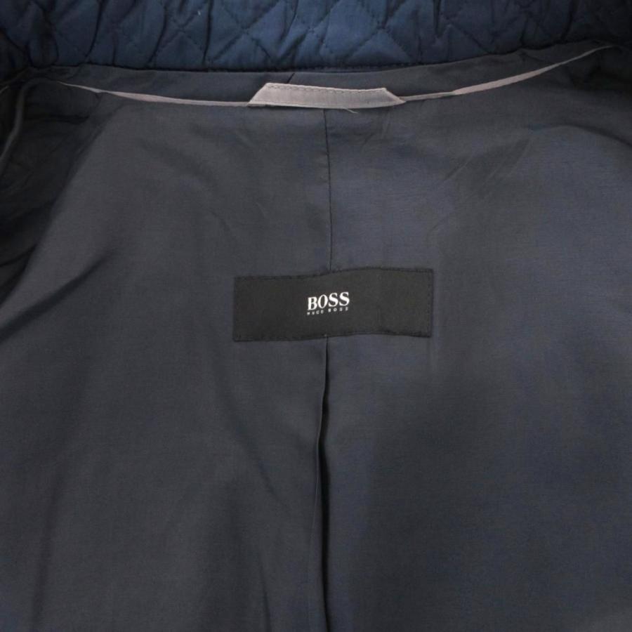 ヒューゴボス HUGO BOSS チェスターコート ライナー スタンドカラー キルティング ウール カシミヤ混 ロング 54 紺 ネイビー