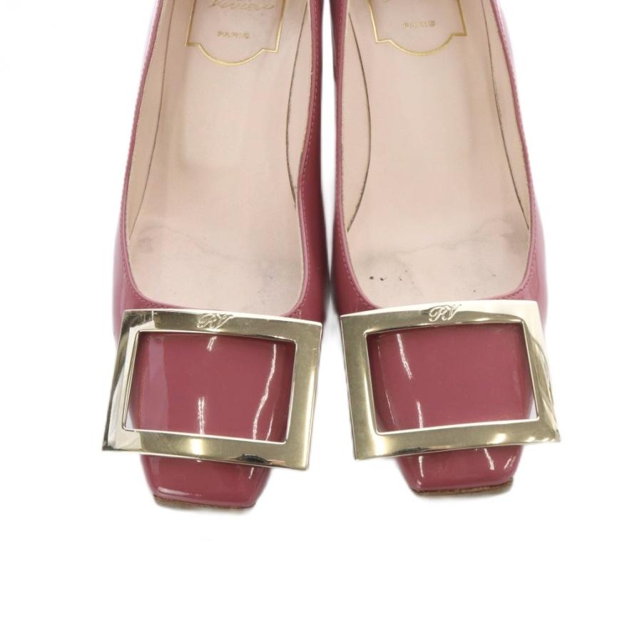 ロジェヴィヴィエ ROGER VIVIER バックル エナメルシューズ パンプス ハイヒール スクエアトゥ 34.5 ピンク /SR ■GY62 レディース