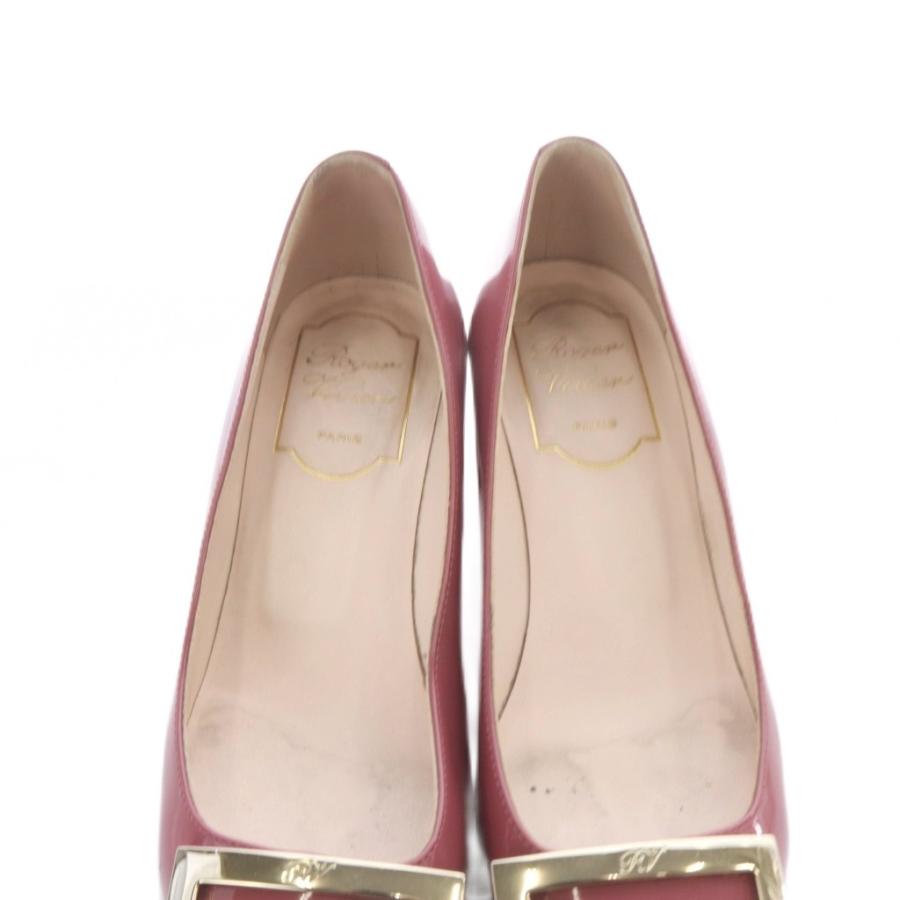 ロジェヴィヴィエ ROGER VIVIER バックル エナメルシューズ パンプス ハイヒール スクエアトゥ 34.5 ピンク /SR ■GY62 レディース