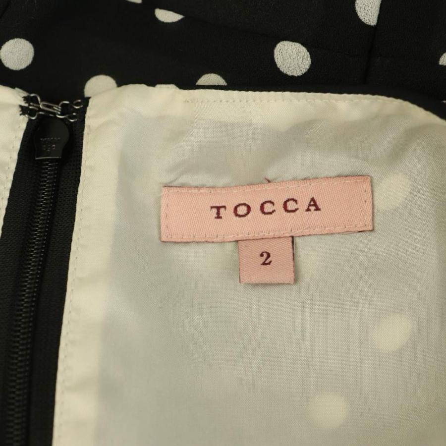 トッカ TOCCA ドットワンピース ロング 半袖 リボン 2 ブラック /MY