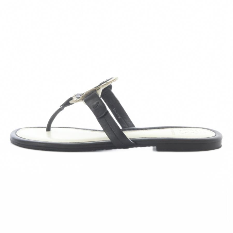 TORY BURCH（トリーバーチ） サンダル トング レザー ロゴ 7.5 黒