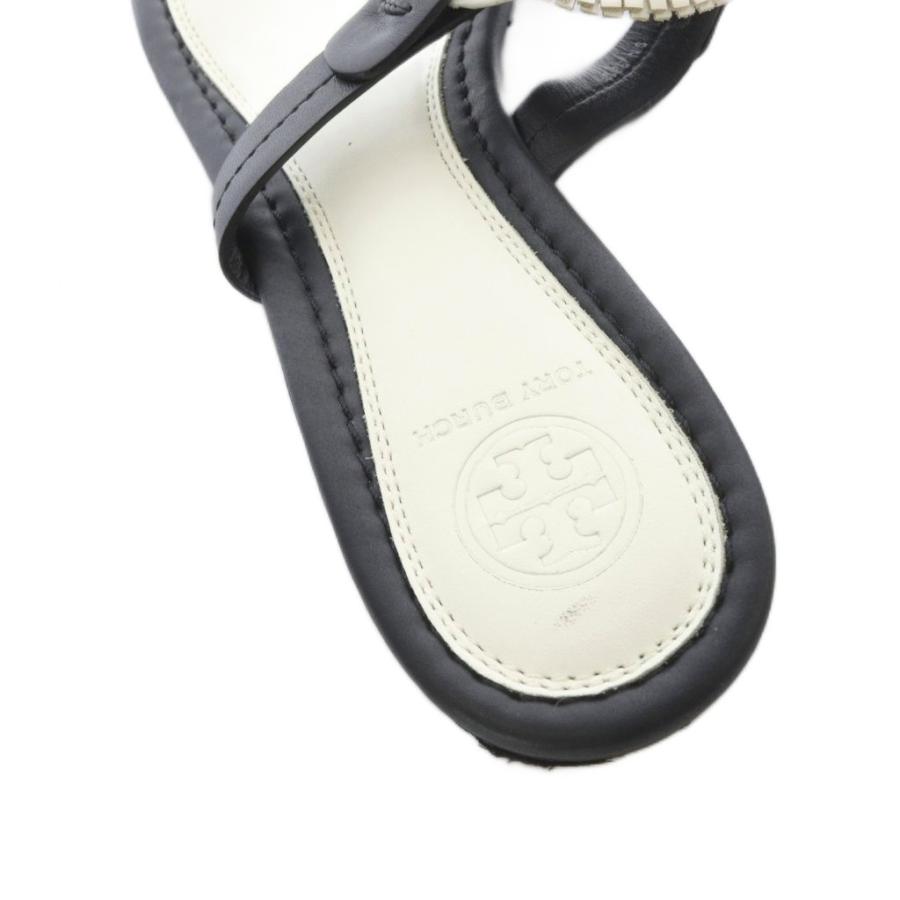 TORY BURCH（トリーバーチ） サンダル トング レザー ロゴ 7.5 黒