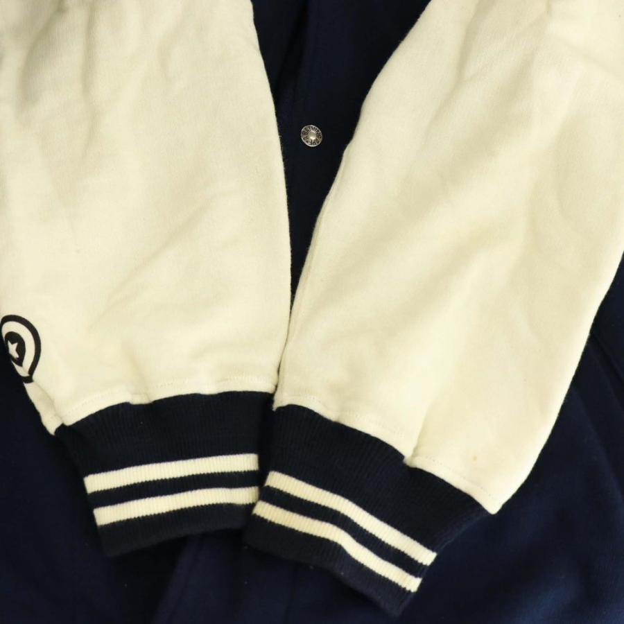 アベイシングエイプ A BATHING APE シャークスタジャン ブルゾン ジャケット XL 紺 アイボリー /CX ■GY62 メンズの画像