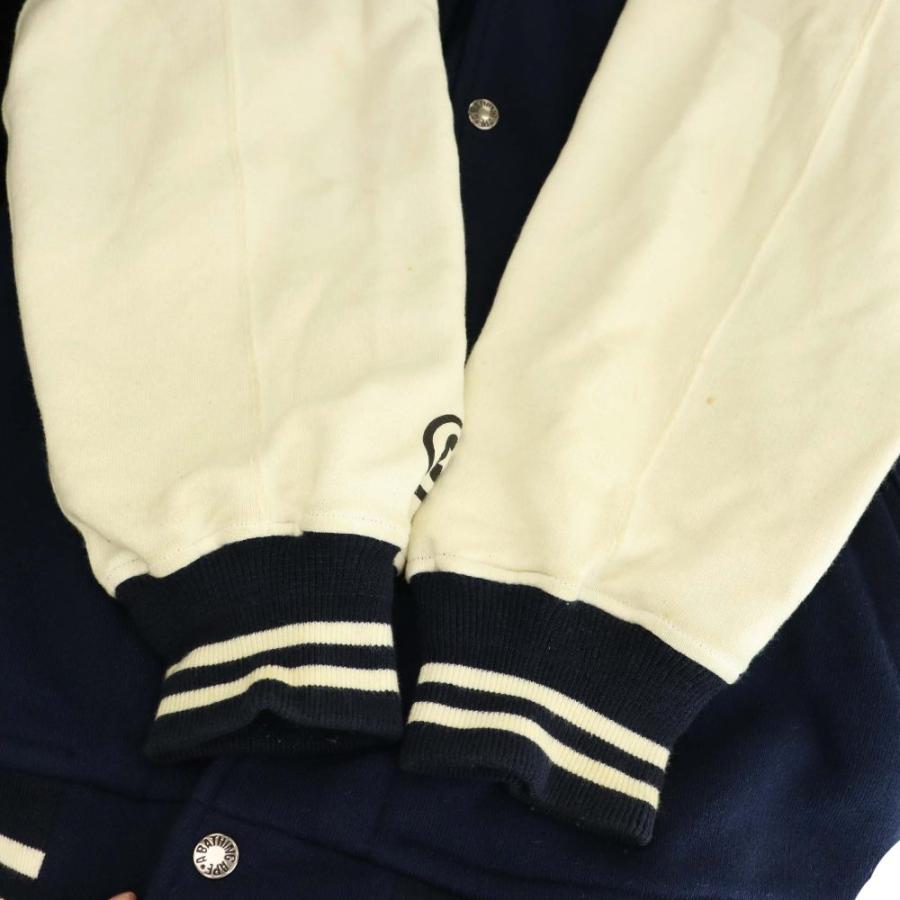 アベイシングエイプ A BATHING APE シャークスタジャン ブルゾン ジャケット XL 紺 アイボリー /CX ■GY62 メンズの画像