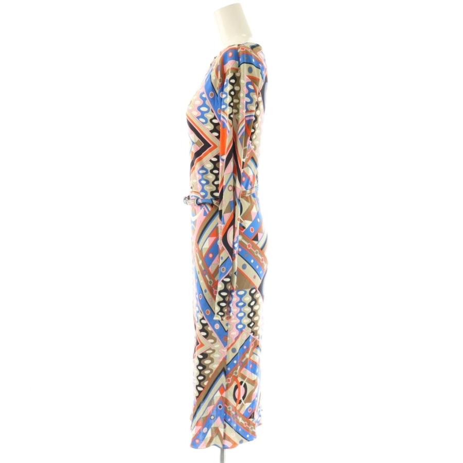 EMILIO PUCCI 総柄 ひざ丈ワンピース 34 エミリオプッチ EMILIO PUCCI ワンピース ひざ丈 総柄 38 マルチカラー