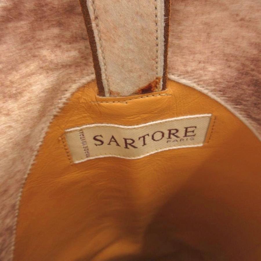 サルトル SARTORE ロングブーツ ハラコ ポインテッドトゥ 総柄 36 茶 