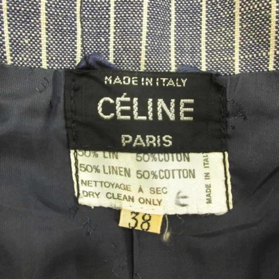 CELINE（セリーヌ） スーツ 麻 リネン 38 紺 ネイビー 白 ホワイト