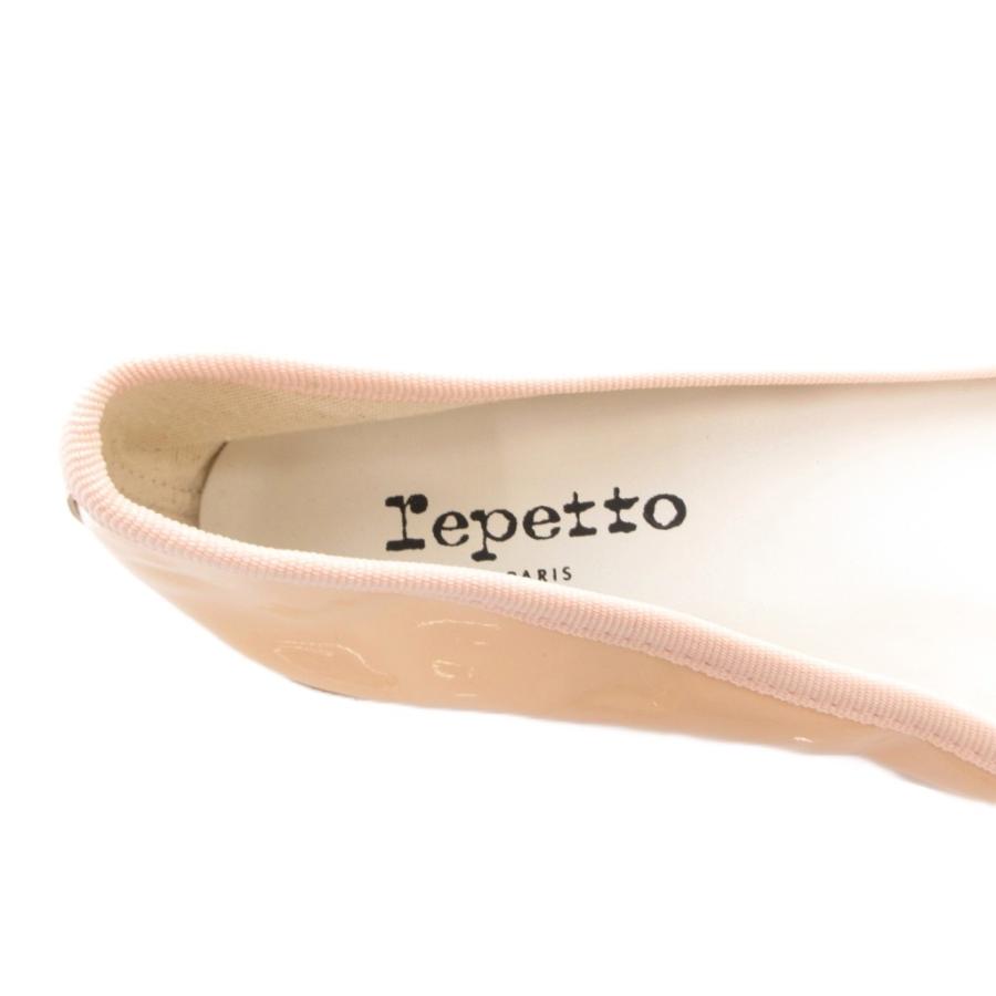 レペット Repetto エナメル バレエシューズ リボン 38 ベージュ /FF