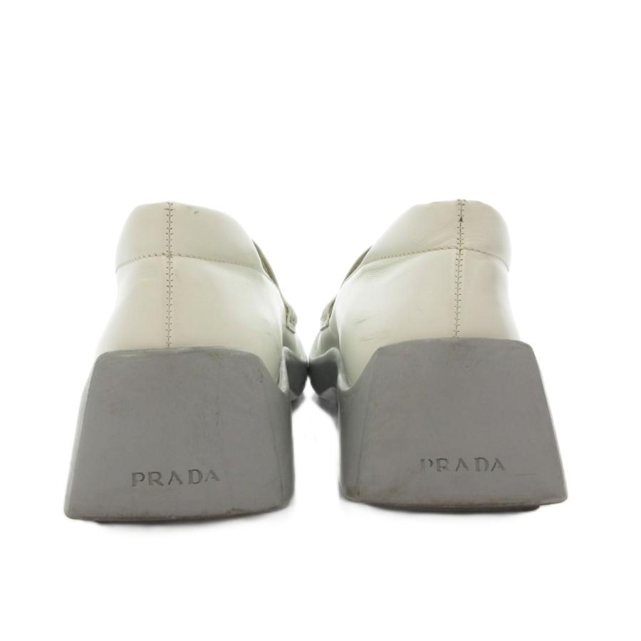 PRADA（プラダ） コインローファー シューズ スクエアトゥ ロゴ レザー