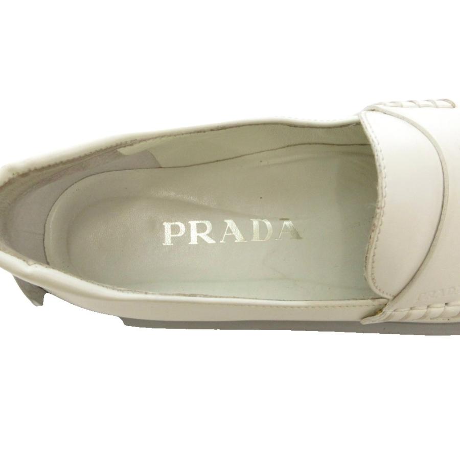 PRADA（プラダ） コインローファー シューズ スクエアトゥ ロゴ レザー