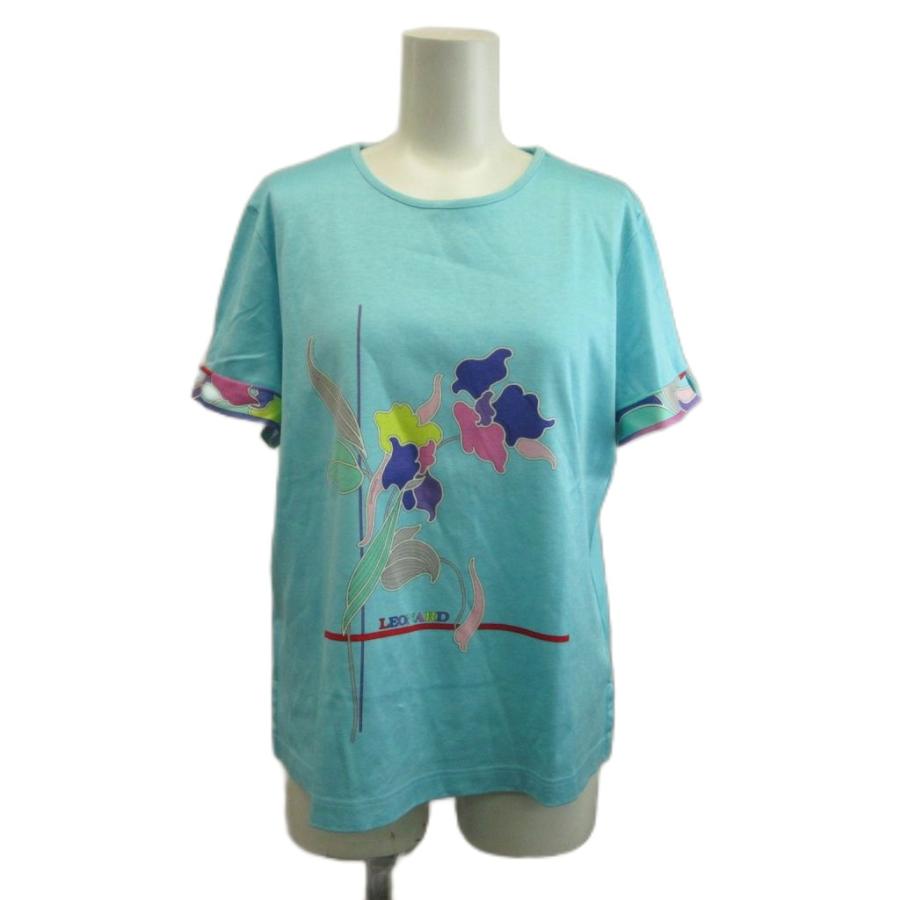 レオナールスポーツ LEONARD SPORT Tシャツ 42 水色 花柄 半袖