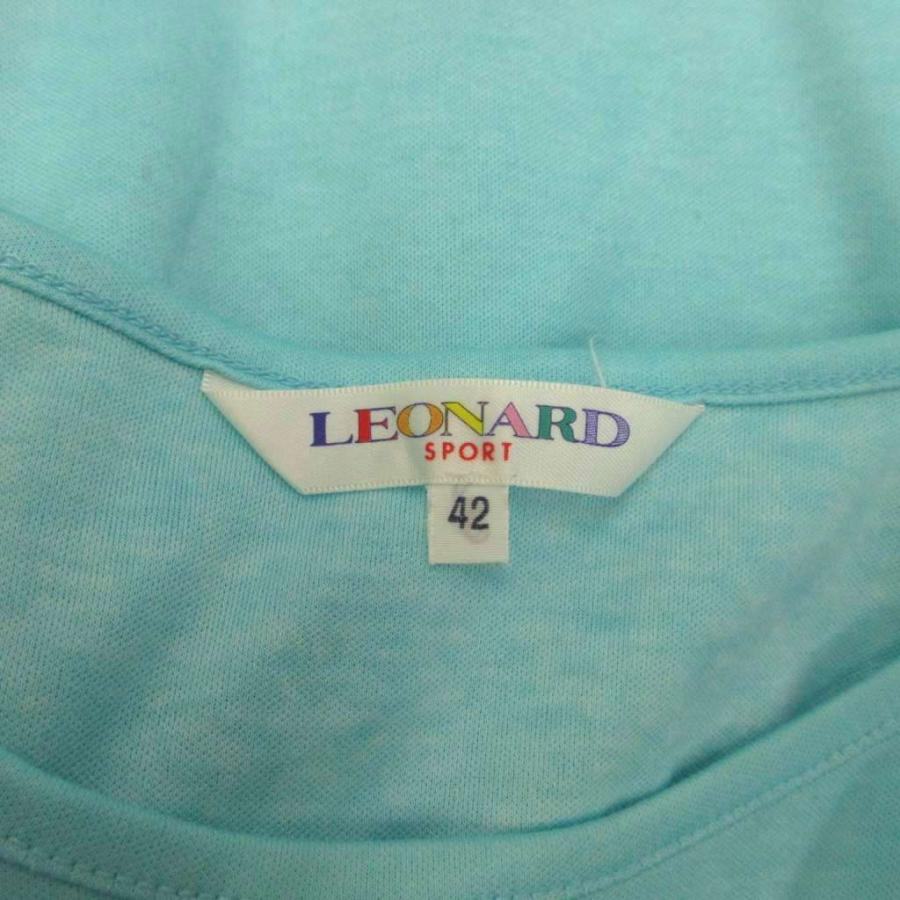 レオナールスポーツ LEONARD SPORT Tシャツ 42 水色 花柄 半袖
