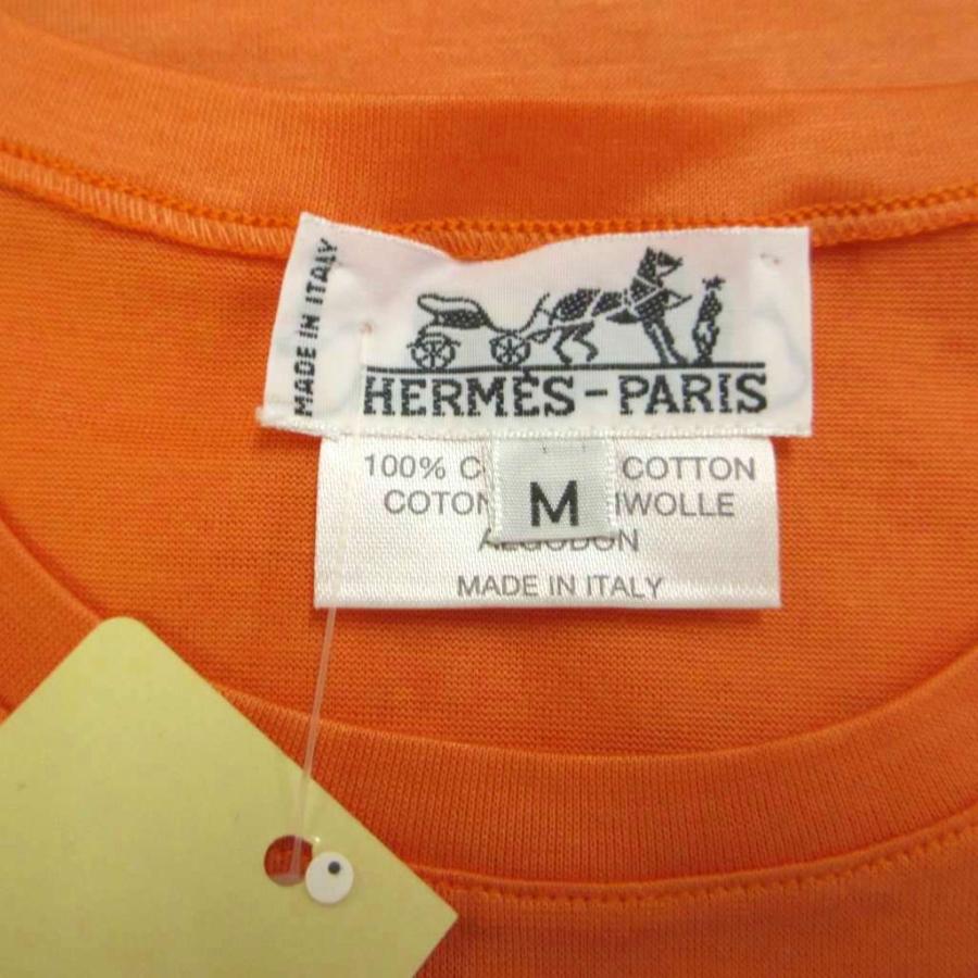 HERMES（エルメス） HERMES Tシャツ M オレンジ 無地 ラウンドネック