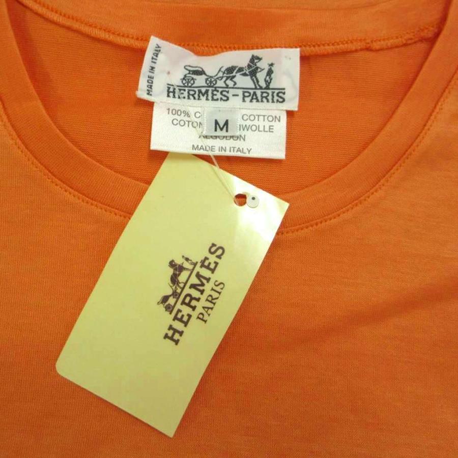 HERMES（エルメス） HERMES Tシャツ M オレンジ 無地 ラウンドネック