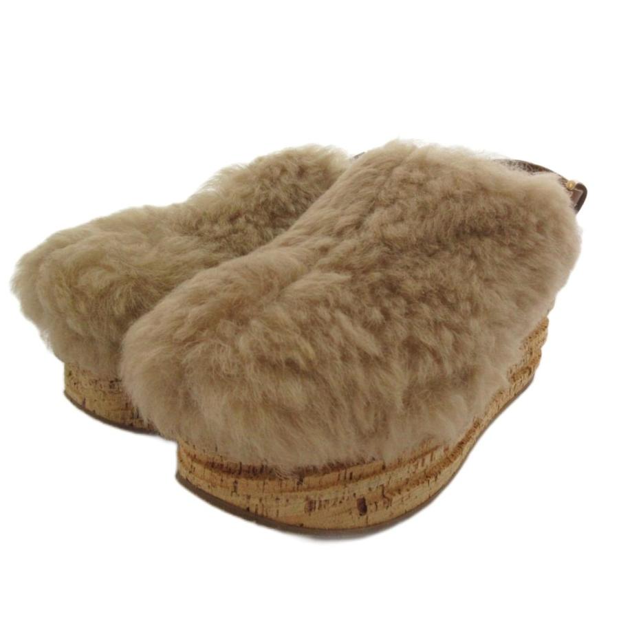 新品　クロエChloe ファーサンダル Chloe（クロエ） サンダル 厚底 ファー ボア ストラップ 37.5 茶