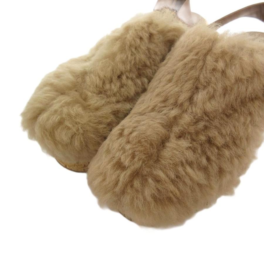 新品　クロエChloe ファーサンダル Chloe（クロエ） サンダル 厚底 ファー ボア ストラップ 37.5 茶