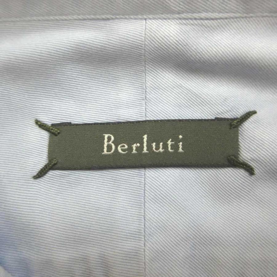 ベルルッティ Berluti シャツ XL ブルー 無地 レギュラーカラー 長袖