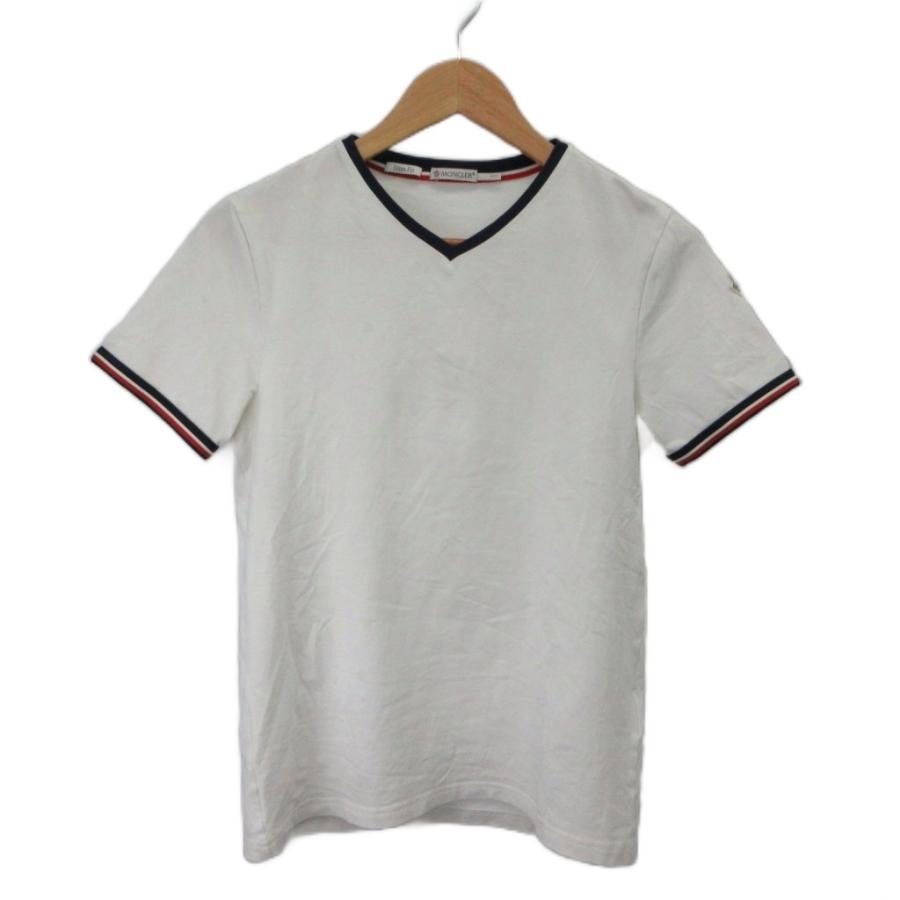 MONCLER（モンクレール） MONCLER Tシャツ S 白 ホワイト 紺 ネイビー