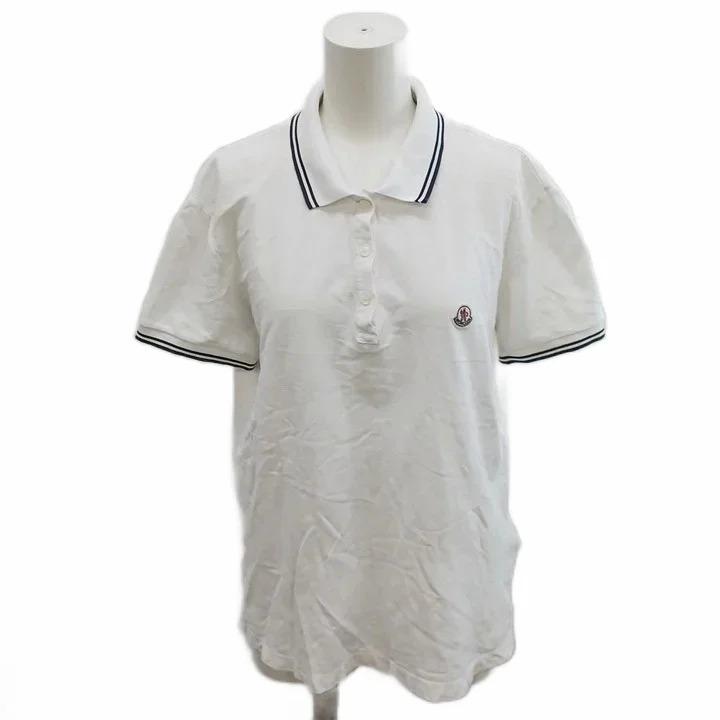 MONCLER（モンクレール） ポロシャツ コットン 半袖 XL ロゴ 白